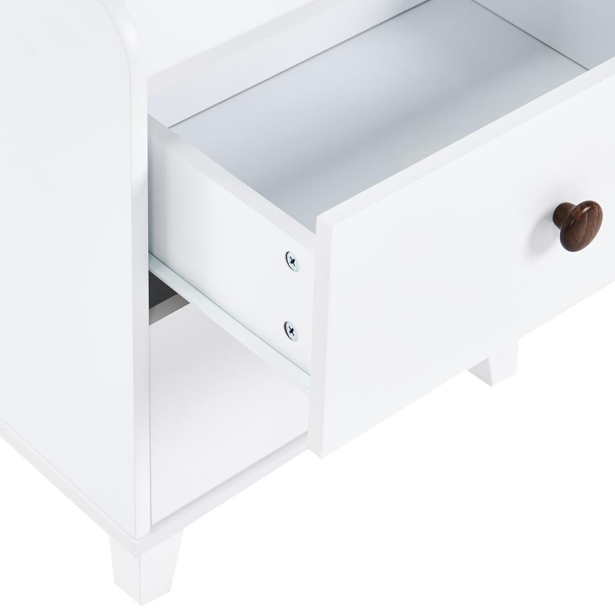 NACHTTISCH mit 2 Schubladen 56 cm Weiß Mimili - Weiß/Braun, Holz/Holzwerkstoff - Beliani