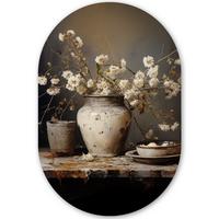 WANDBILD Stilleben - Blumen - Blumenstrauß - Vase - Wein Deko Wohnzimmer 40x60 cm - Ecru, Kunststoff (40/60cm) - MuchoWow