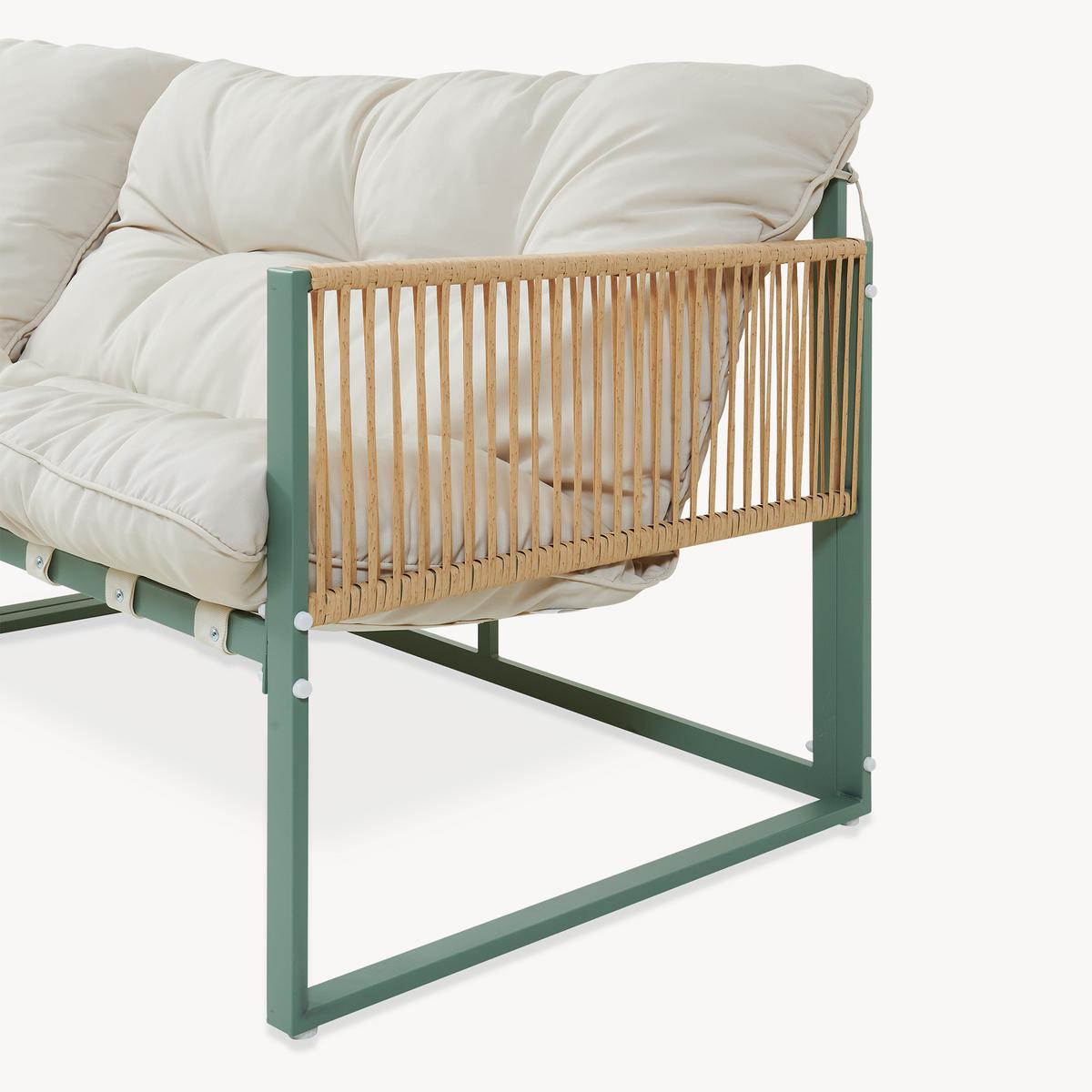 GARTENMÖBEL-SET 4 TLG. Karg - Eichefarben/Beige, Kunststoff/Metall - casa.pro