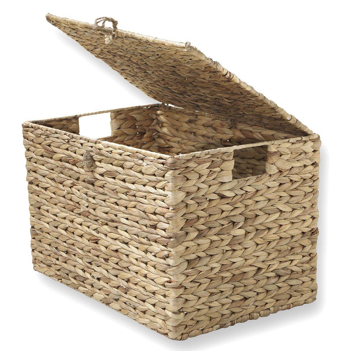 WASSERHYAZINTHEN-TRUHE mit Deckel 50/33/35 cm - Eichefarben, Naturmaterialien (35/33/50cm) - Calicosy