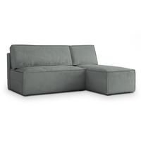 ECKSOFA BRISO M Grau Velours-Stoff mit Schlaffunktion - Grau, Holz/Kunststoff (200/140cm) - MASSENO