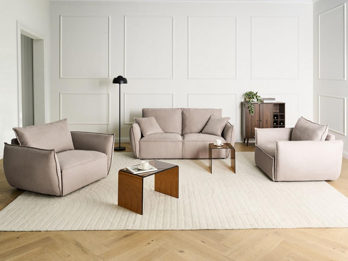 SOFA-SET 5-Sitzer Stoff Taupe Kunes - Taupe/Beige, Textil (190/82/92cm) - Beliani