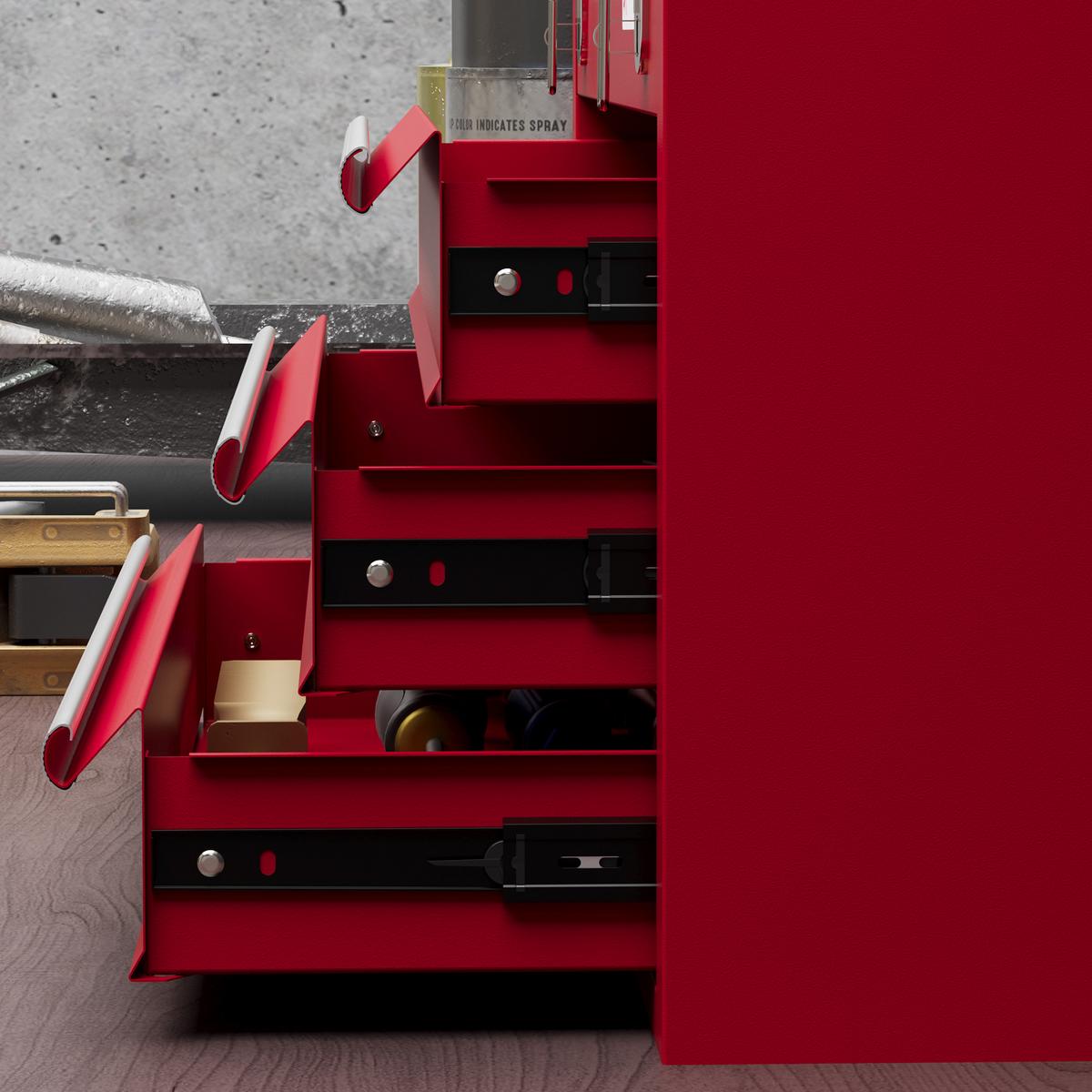 WERKZEUGKOFFER leer, 51 x 22 x 32 cm Werkzeugkasten mit 3 Schubladen Rot - Rot, Metall (22/32/51cm) - DURHAND