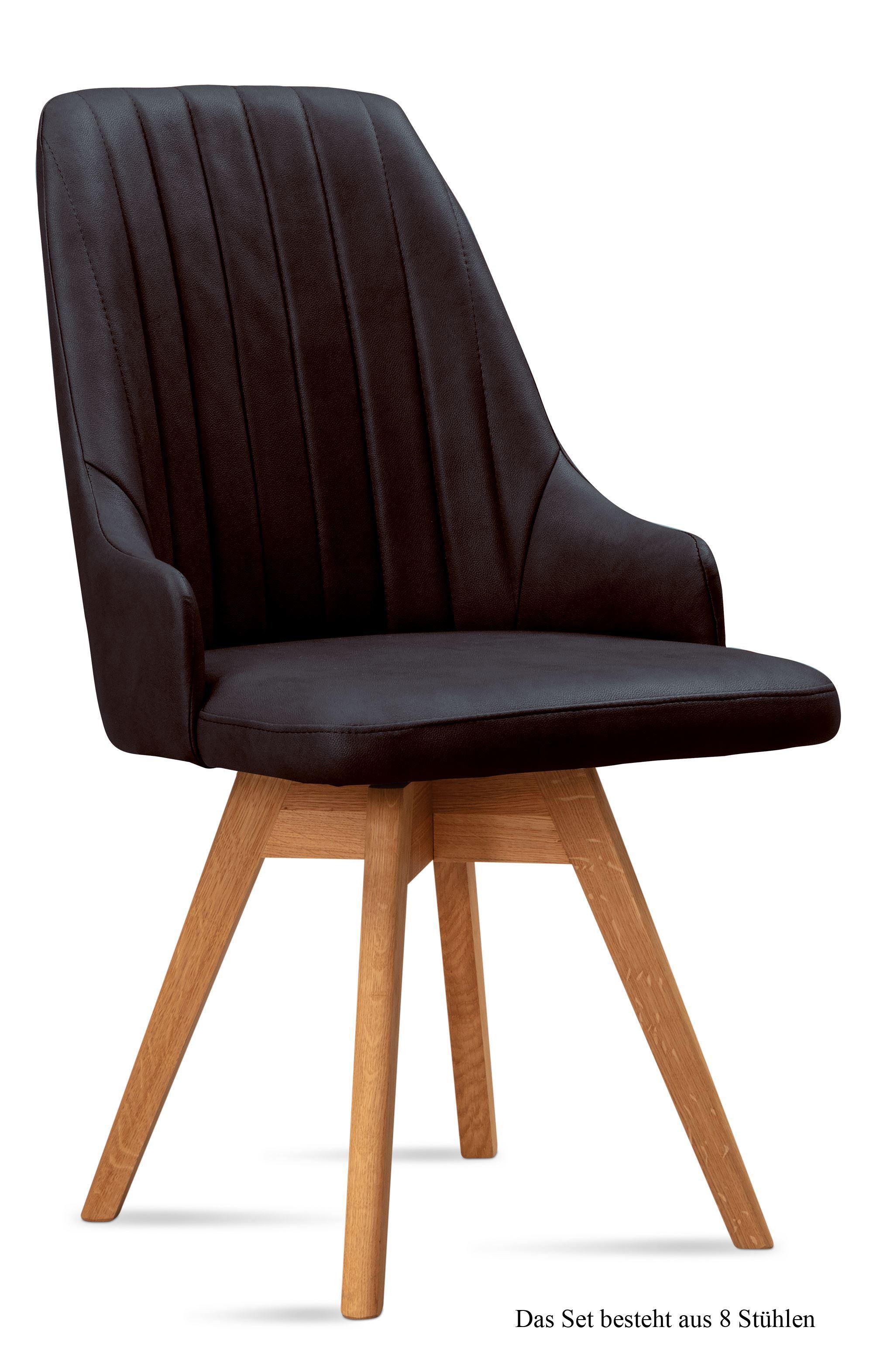 ESSZIMMERSTUHL drehbar (8er-Set) Dotti 52x91x60 Eiche geölt/Espresso - Eichefarben/Dunkelbraun, Kunststoff (60/91/52cm) - 58aufmkessel