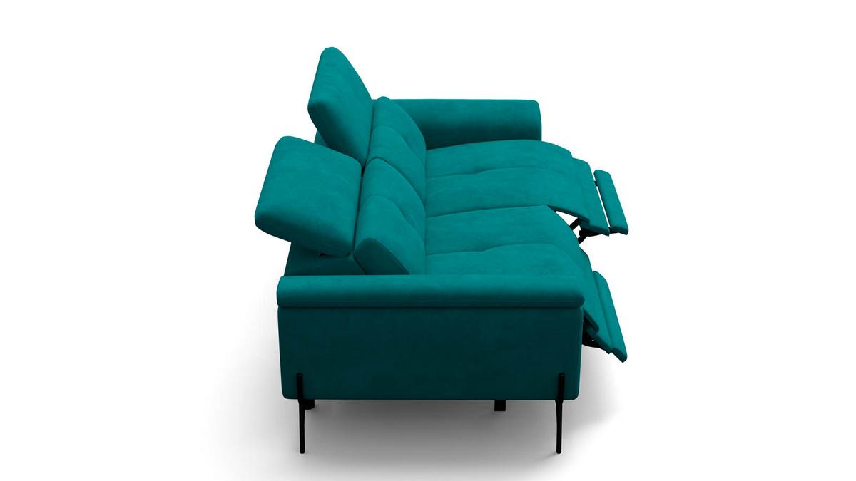 SOFA RELAX AVENA 3-Sitzer, dunkelgrüner Veloursstoff - Dunkelgrün/Schwarz, Holz/Textil (204/80/108cm) - Courtois Laville