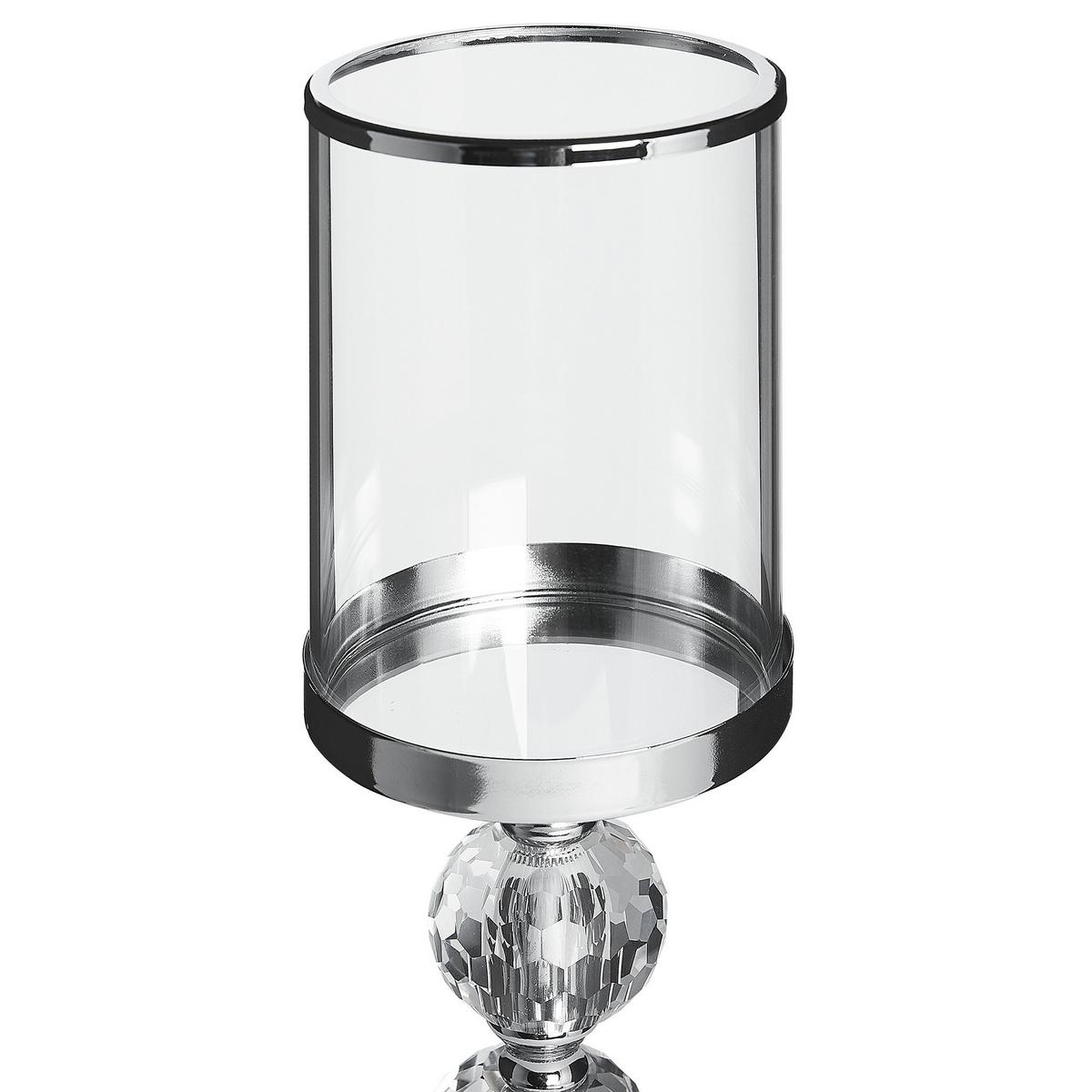 KERZENSTÄNDER Silber 36 cm Cotui - Silberfarben, Glas (13/36/13cm) - Beliani