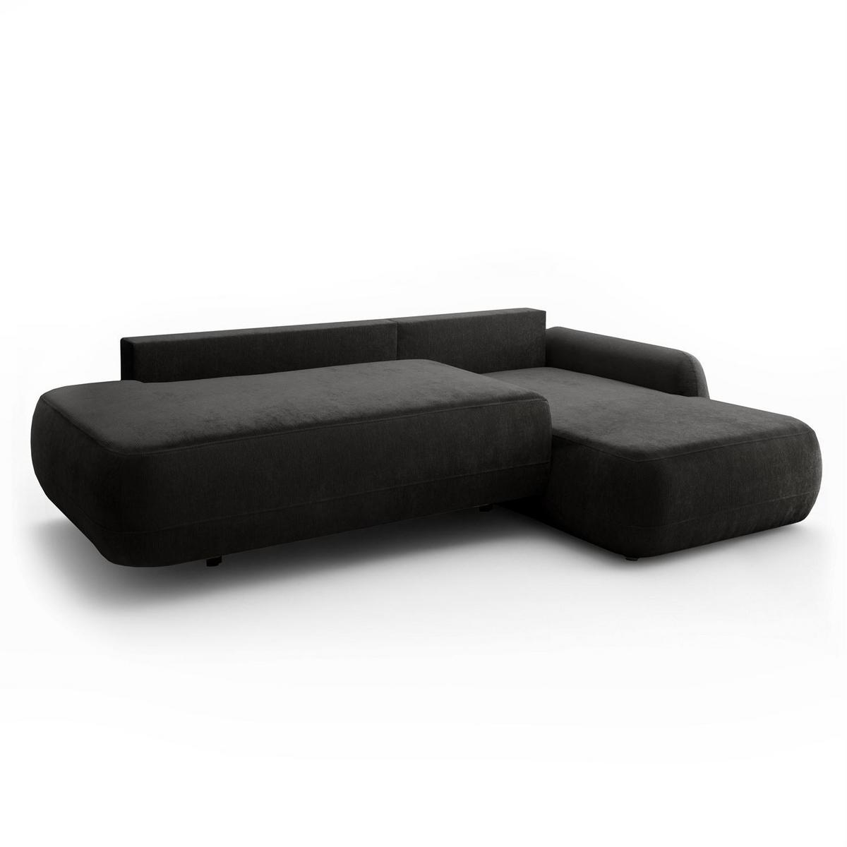 ECKSOFA GOYA mit Schlaffunktion und Bettkasten, Rechte, Perfect Harmony 99 - Anthrazit, Textil (302/184cm) - Lookway