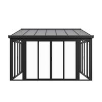 WINTERGARTEN 292 x 428 x 312 cm dunkelgrau mit verschließbaren Schiebetüren - Dunkelgrau, Metall (428/312/292cm) - Juskys