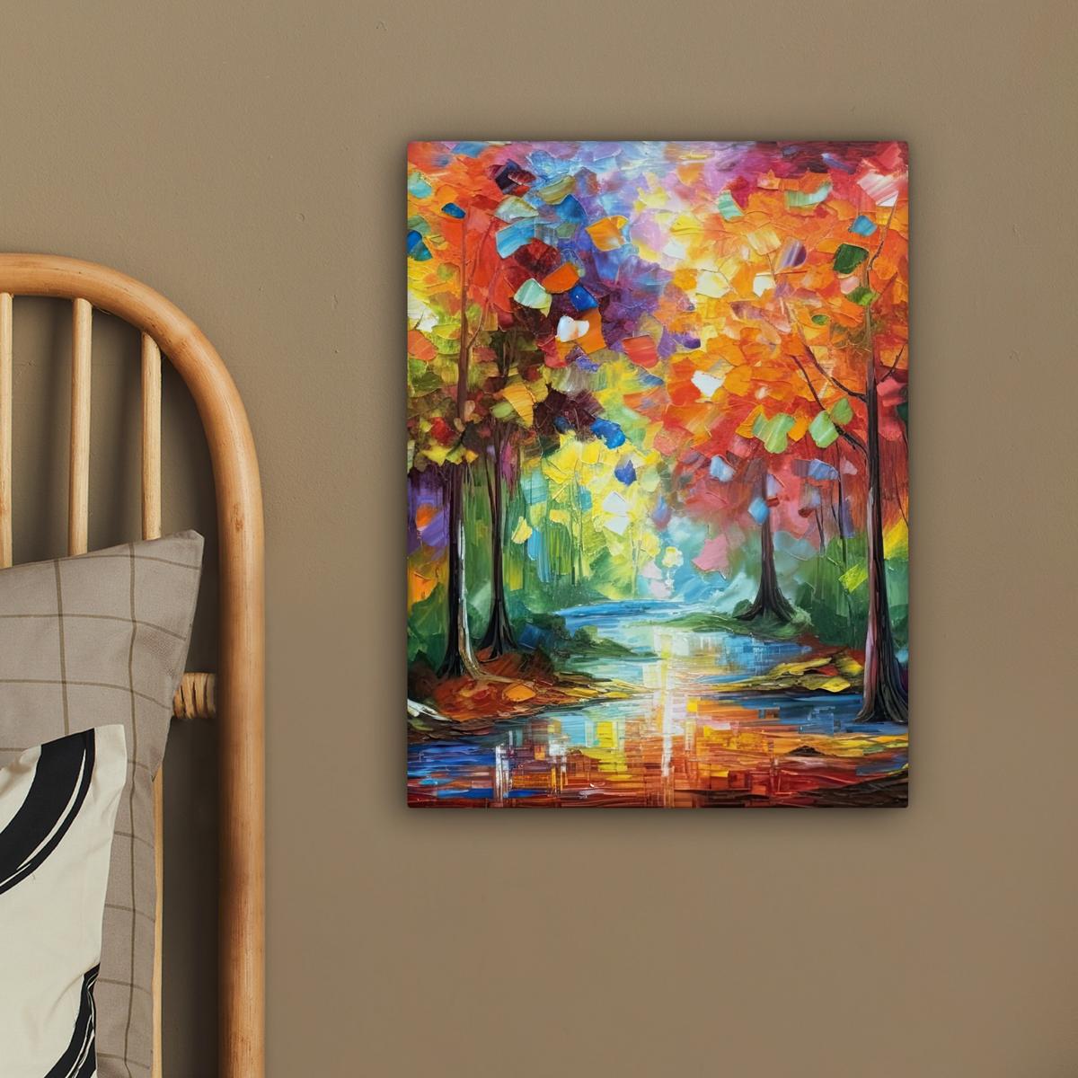 LEINWANDBILD Landschaft - Wald - Farben - Natur Room Decor 30x40 cm - Multicolor, Textil (30/40cm) - MuchoWow