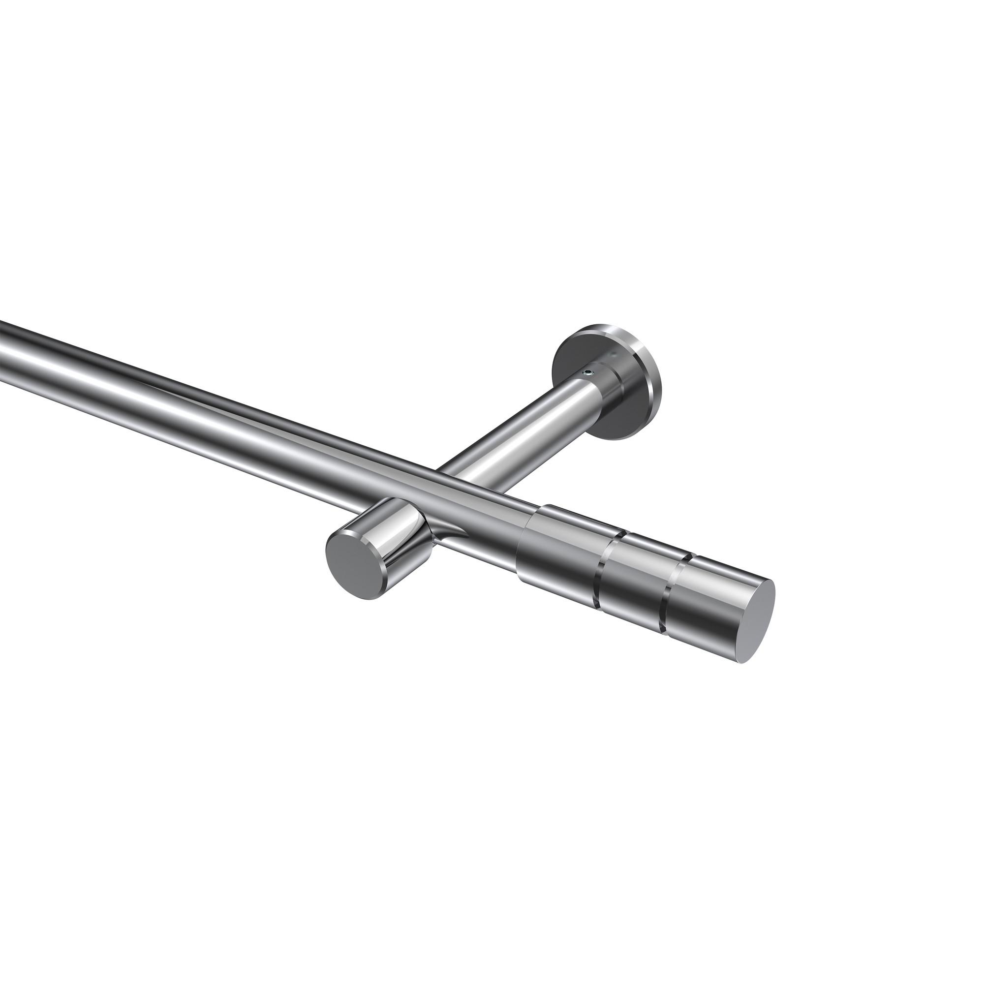 GARDINENSTANGE Prestige Elanto 280 cm (geteilt in 2 x 140 cm), 1-läufig (ohne Ringe), 20 mm Ø Chrom - Chromfarben, Metall (280cm) - INTERDECO