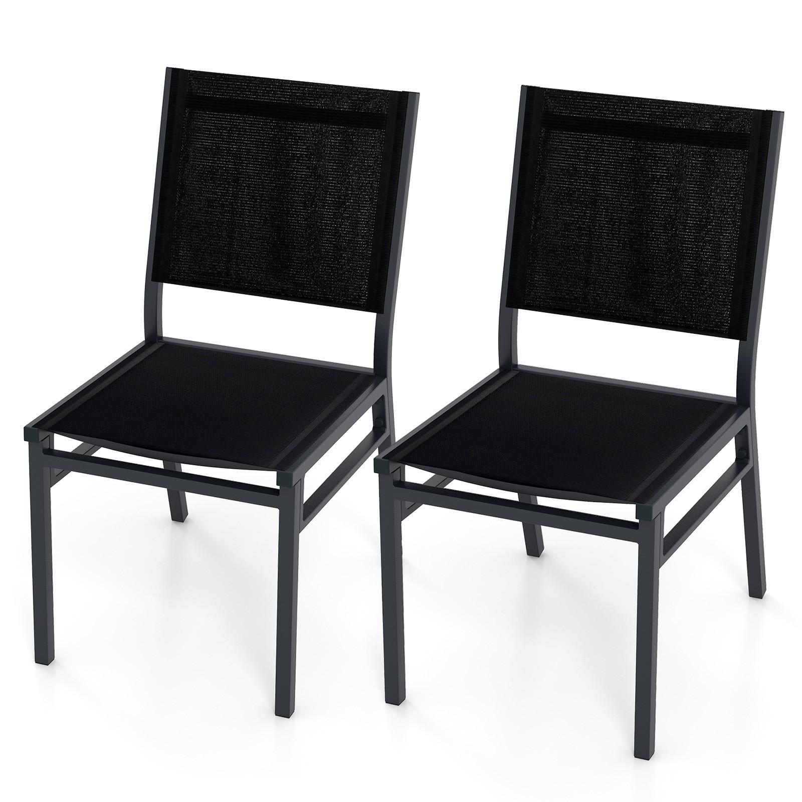 TERRASSENSTUHL Schwarz(2er-Set) - Schwarz, Metall (60/87/45cm) - COSTWAY
