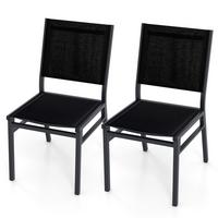 TERRASSENSTUHL Schwarz(2er-Set) - Schwarz, Metall (60/87/45cm) - COSTWAY
