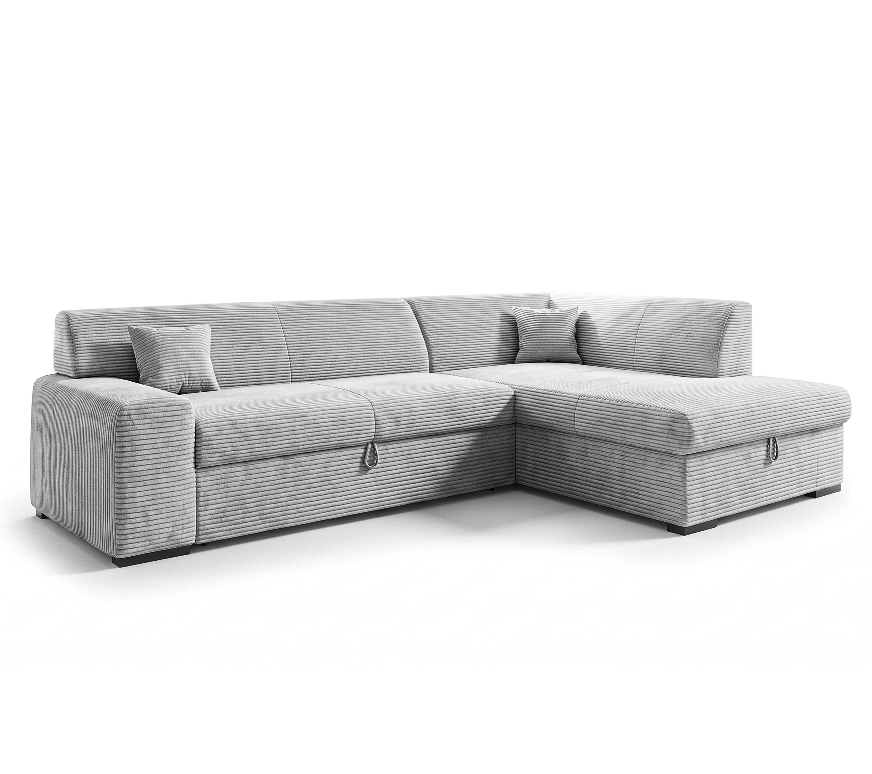 ECKSOFA L Form Minosa Hellgrau 260/175/71 cm Rechts mit Schlaffunktion - Hellgrau/Schwarz, Kunststoff/Textil (175/260cm) - AX Living