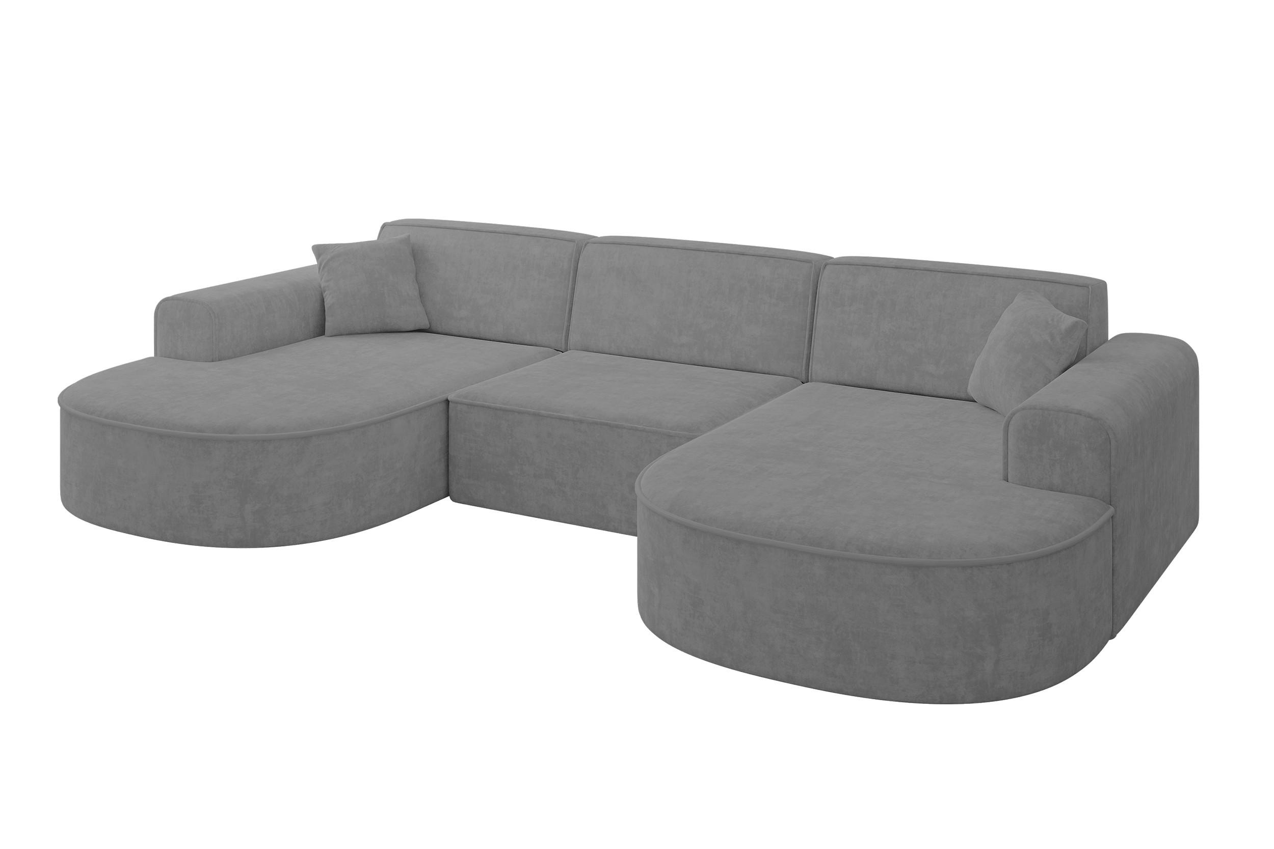 WOHNLANDSCHAFT MARI-U1 - 303x171x79 cm Dunkelgrau Velours - Dunkelgrau/Schwarz, Holzwerkstoff/Kunststoff (303/79/171cm) - ALTDECOR