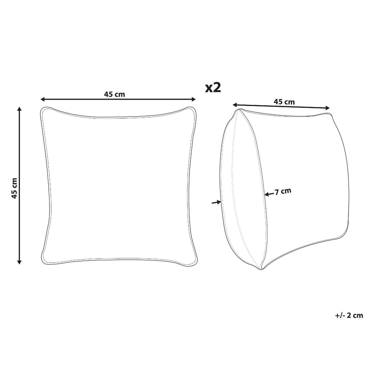 DEKOKISSEN 2er-Set Grün 45/45 cm Elettaria - Weiß/Grün, Textil (45/45cm) - Beliani