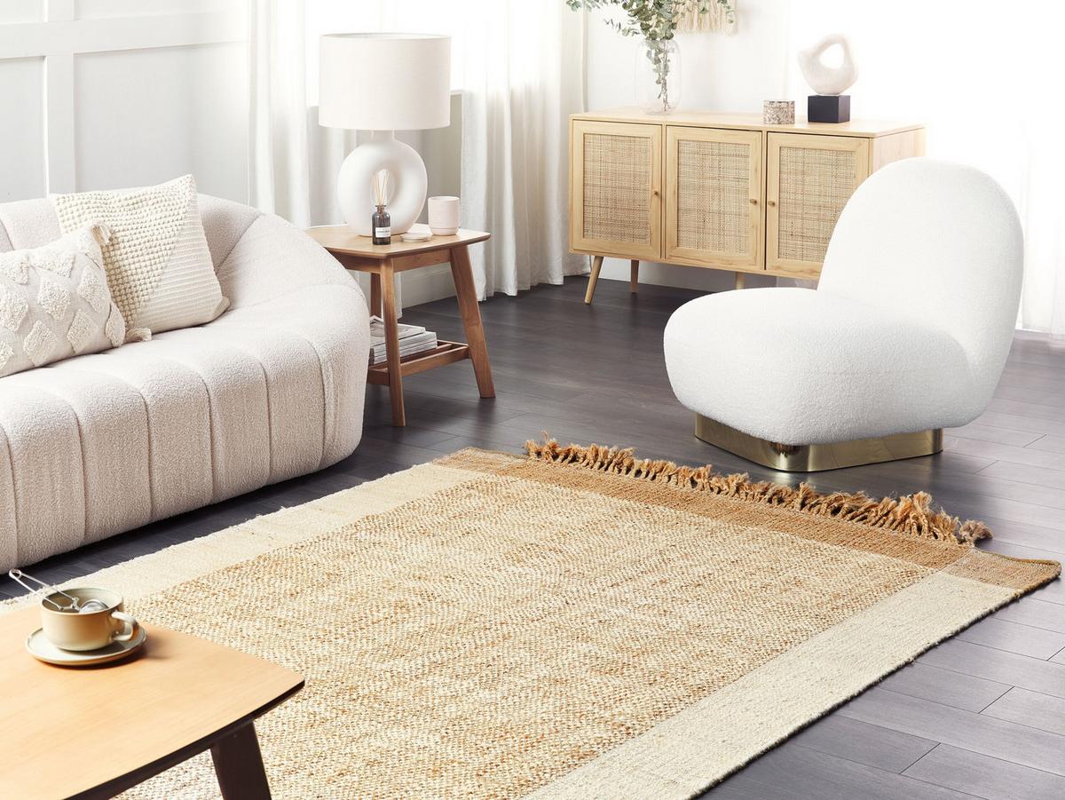 TEPPICH geflochten Dedemli 230/160 cm - Beige, Naturmaterialien (160/230cm) - Beliani