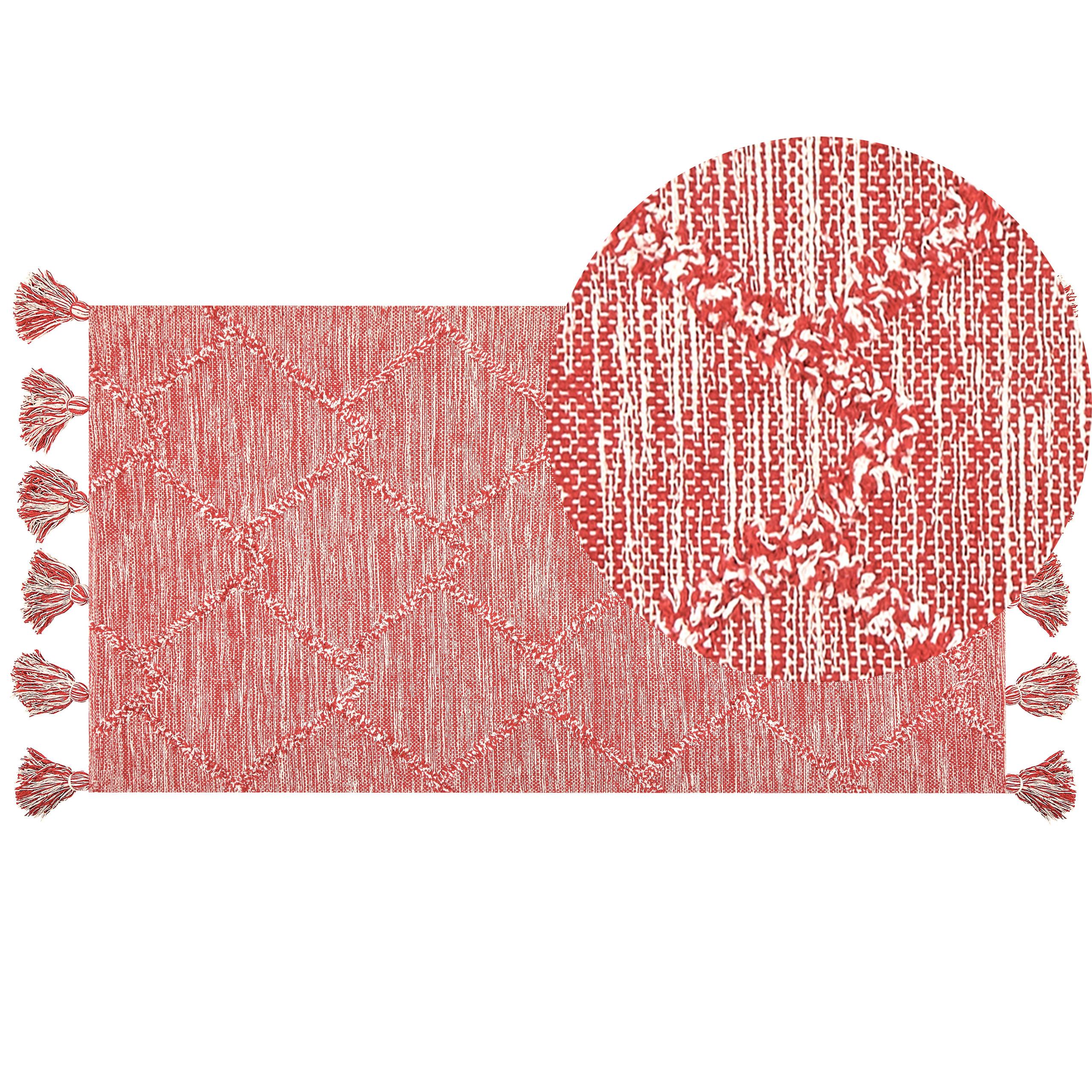 KURZFLOR-TEPPICH Nigde 150/80 cm - Rot, Textil (80/150cm) - Beliani