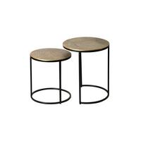 BEISTELLTISCHE 2er-Set VIENNE, Aluminium, handgefertigt, Gold, Ø 40 x 48 cm - Goldfarben/Schwarz, Metall (40/40/48cm) - KADIMA DESIGN