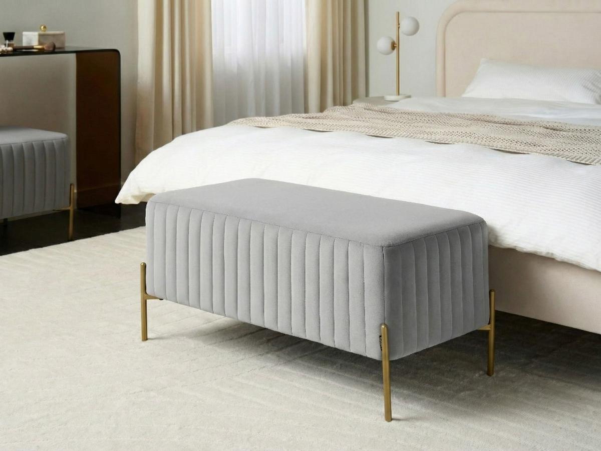 POLSTERBANK Samtstoff Grau Utah - Grau, Textil (91/43/47cm) - Beliani