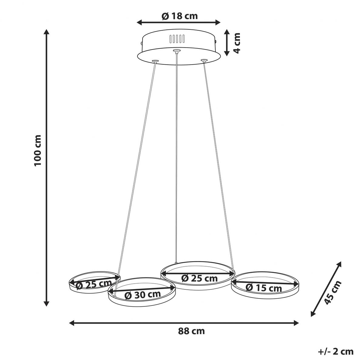 HÄNGELEUCHTE Pibor 45/88/100 cm - (45/88/100cm) - Beliani