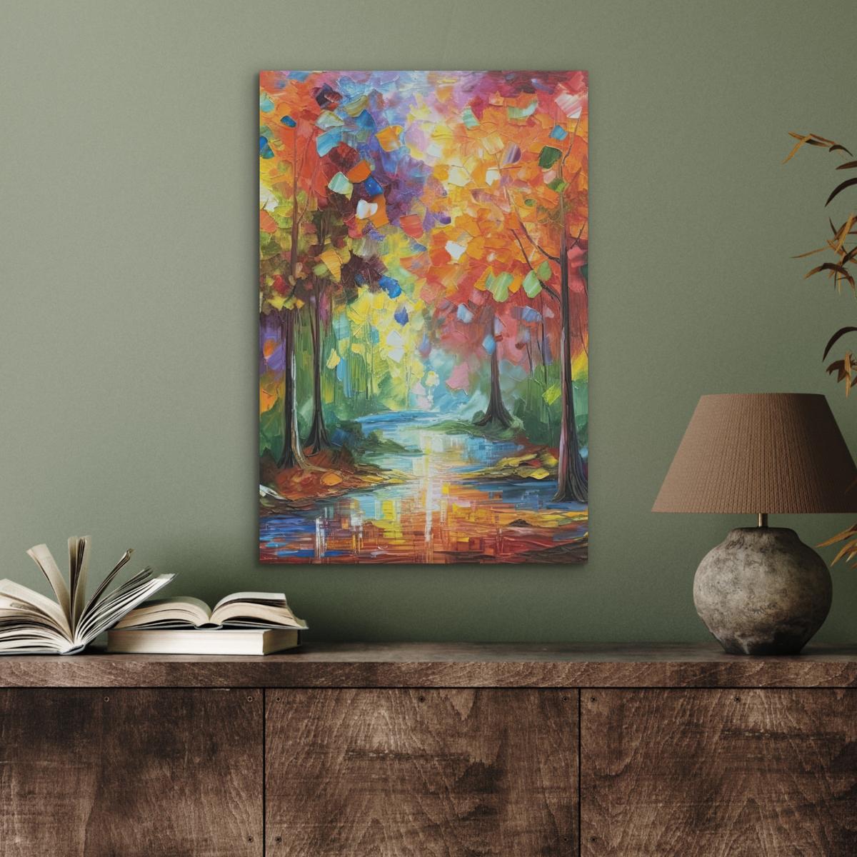 AKUSTIKBILD Landschaft - Wald - Farben - Natur Kunstdruck Schlafzimmer 50x70 cm - Multicolor, Kunststoff (50/70/0.9cm) - MuchoWow