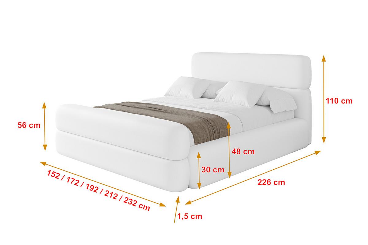 POLSTERBETT mit Bettkasten, Fußteil und Lattenrost, Boxbett ohne Matratze - ENORA-Z 180x200 Weiß Kunstleder - Weiß Hochglanz, Holzwerkstoff/Textil (180/200cm) - ALTDECOR