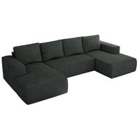 WOHNLANDSCHAFT TRENTINO U Dunkelgrau Struktur - Dunkelgrau/Schwarz, Kunststoff/Textil (334/91/163cm) - MKS