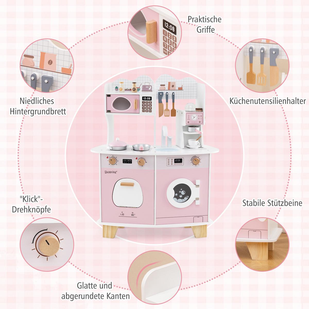 SPIELKÜCHENSET Rosa - Pink, Holzwerkstoff (70/88/30cm) - COSTWAY