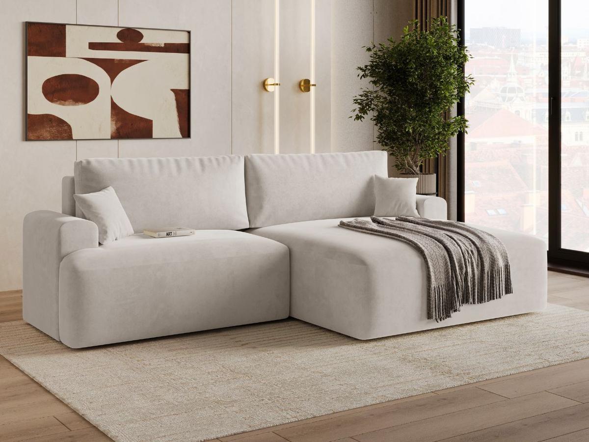 ECKSOFA Serene Ecru Links - Ecru, Holz/Textil (259/145cm) - Graingold