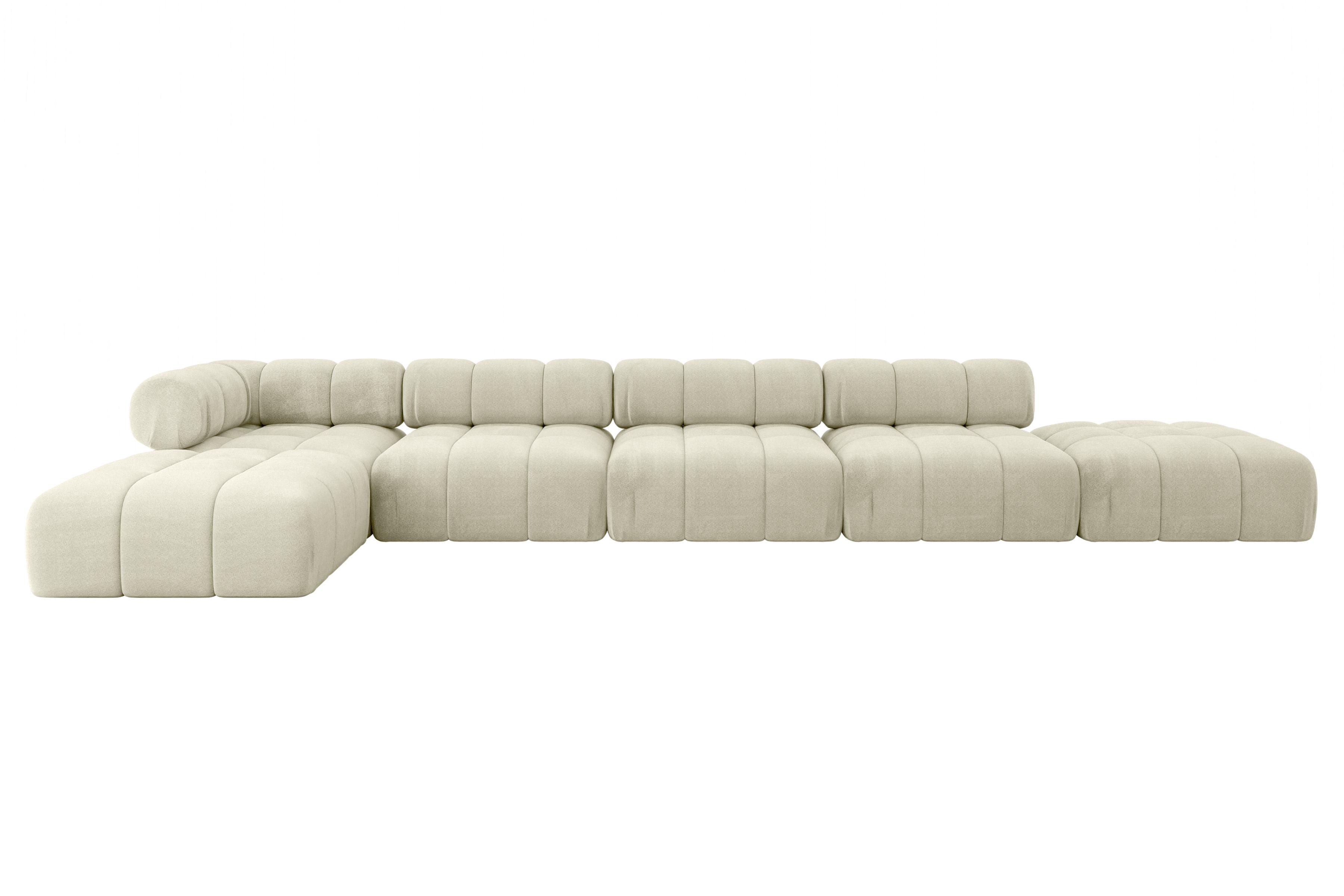 ECKSOFA modulares Sofa Kerru-L3 - 475x190x70 cm Beige Velours - Beige, Holzwerkstoff/Textil (475/190cm) - ALTDECOR