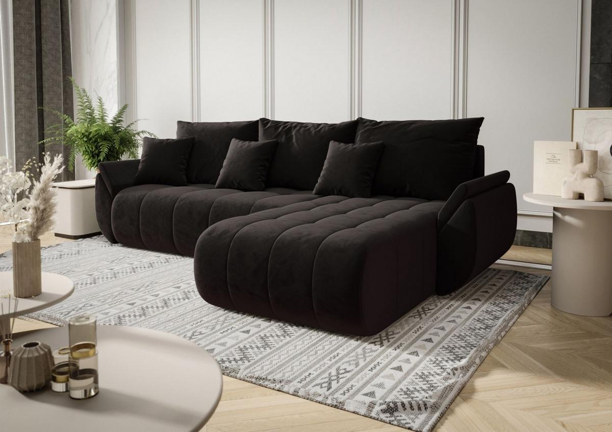 ECKSOFA Akita - Dunkelgrau, Holzwerkstoff/Textil (280/185cm) - Fun Möbel