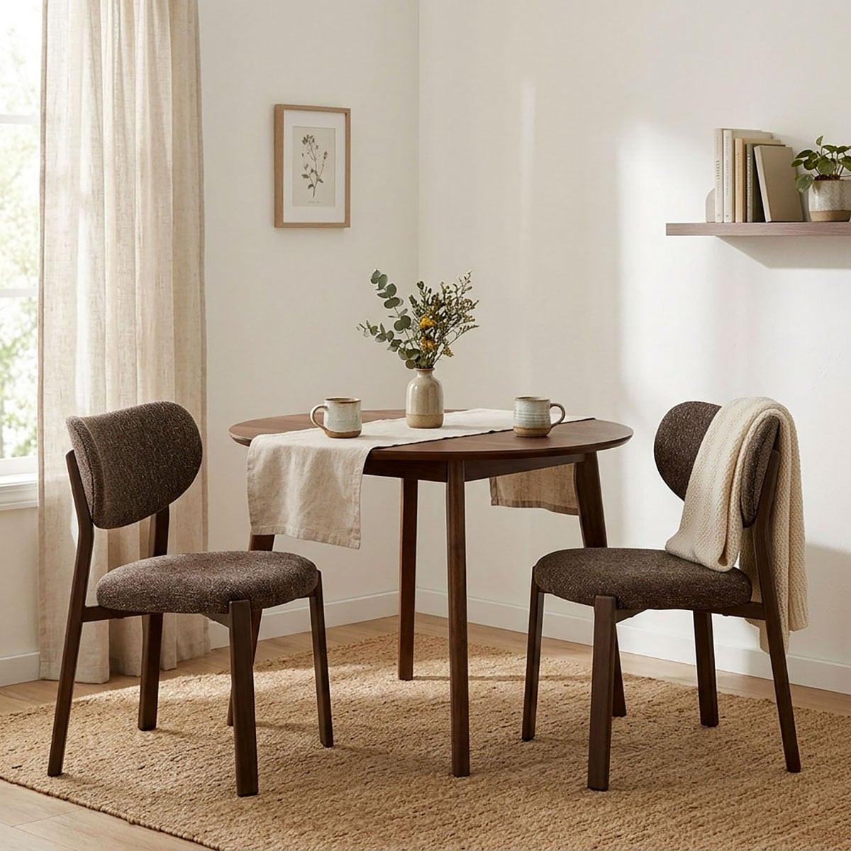 STÜHLE 2er-Set Stoff und Beine in Houtenafwerking 53/52/77 cm - Braun, Textil (52/77/53cm) - Calicosy