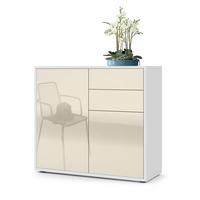 KOMMODE Ben Front in Creme Hochglanz - Creme, Holzwerkstoff (79/74/36cm) - Vladon