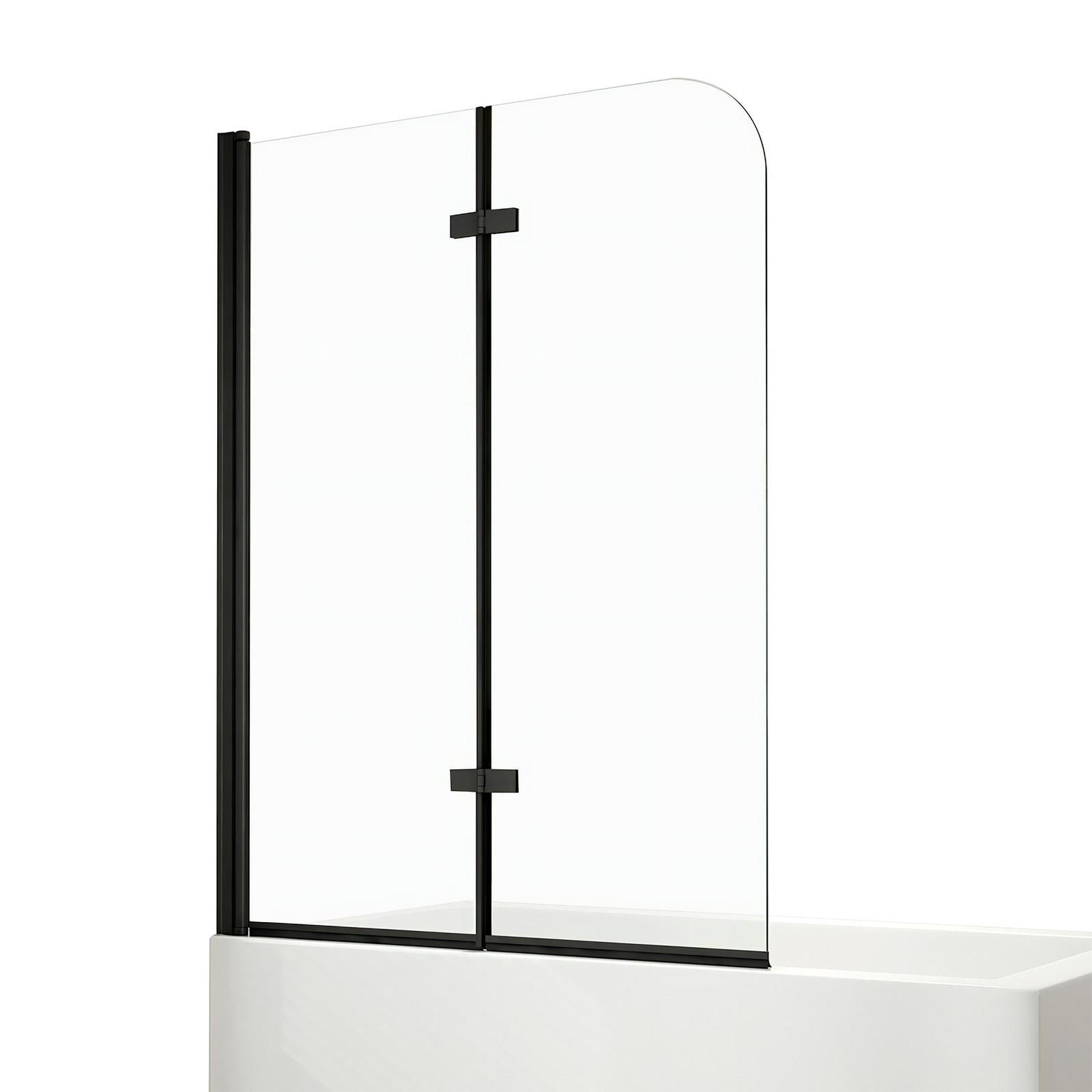BADEWANNENAUFSATZ 2-teilig faltbar schwarz 110/140 cm - Schwarz, Glas (110/140cm) - EMKE