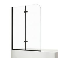 BADEWANNENAUFSATZ 2-teilig faltbar schwarz 110/140 cm - Schwarz, Glas (110/140cm) - EMKE