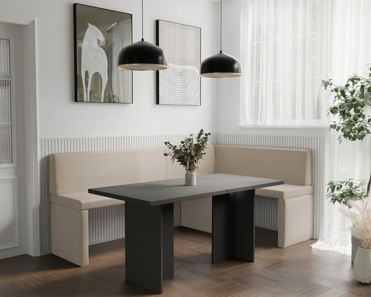 ECKBANK rechts OWEN Kunstleder, 142/196 cm Beige - Beige, Holz/Kunststoff (142/196cm) - Idohome