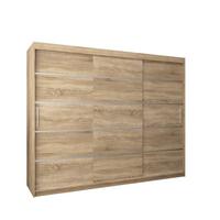 SCHWEBETÜRENSCHRANK 200/250/62 3-türig - Silberfarben/Sonoma Eiche, Holz/Kunststoff (250/200/62cm) - MÖBEL KRYSPOL