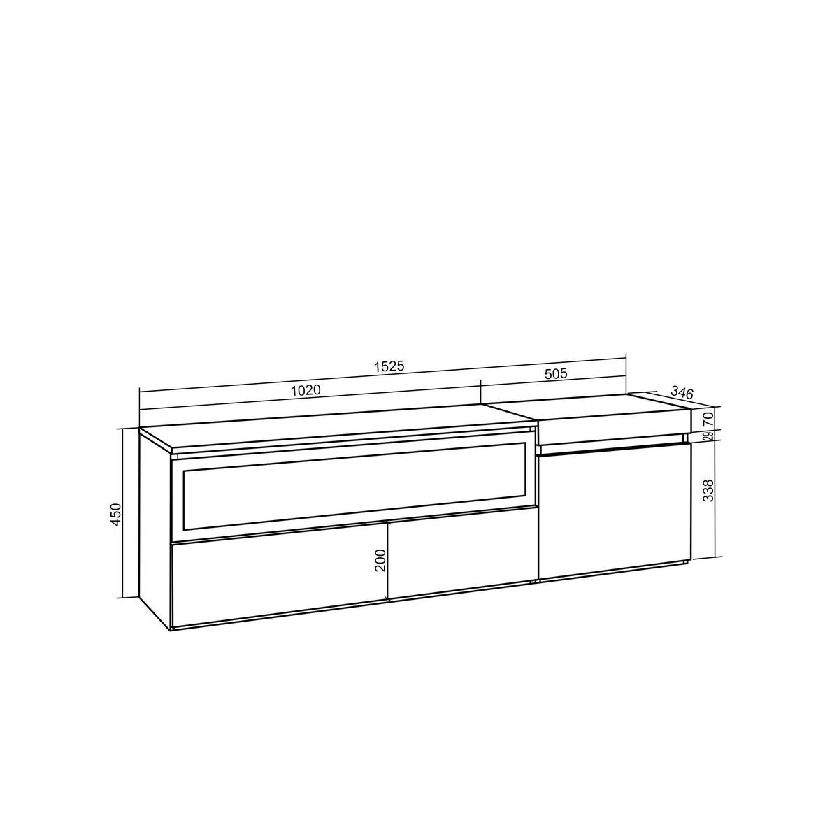 LOWBOARD, mit Elektrokamin, Schwarz, 150/35/45cm - Schwarz, Holzwerkstoff (150/45/35cm) - Skraut Home