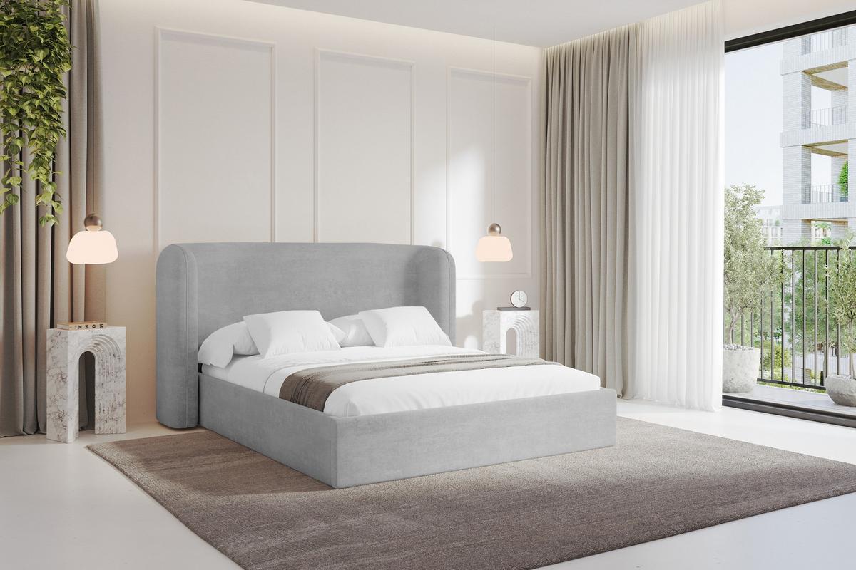 POLSTERBETT mit Bettkasten und Lattenrost, Bett mit Matratze H3/H4 - ESTI 160x200 Grau - Hellgrau, Holzwerkstoff/Textil (160/200cm) - ALTDECOR