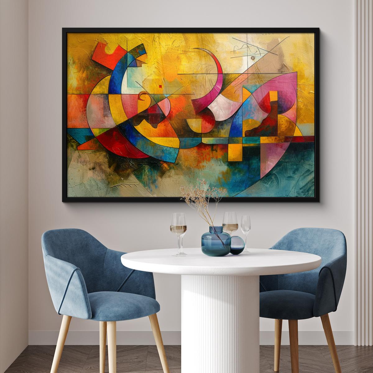 POSTER MIT RAHMENGERAHMTES BILD Kunst - Abstrakt - Modern 120x80 cm - Gelb, Papier (120/80cm) - MuchoWow