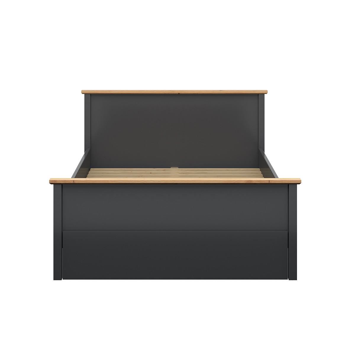 BETT 140/200 Duck Anthrazitgrau und Holz in Eichenoptik - Grau, Holzwerkstoff (140/200cm) - Petits-meubles