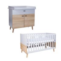 BABYZIMMER Set Lovis 2-teilig - Eichefarben/Hellgrau, Holz/Holzwerkstoff (1/1/1cm) - arthur berndt