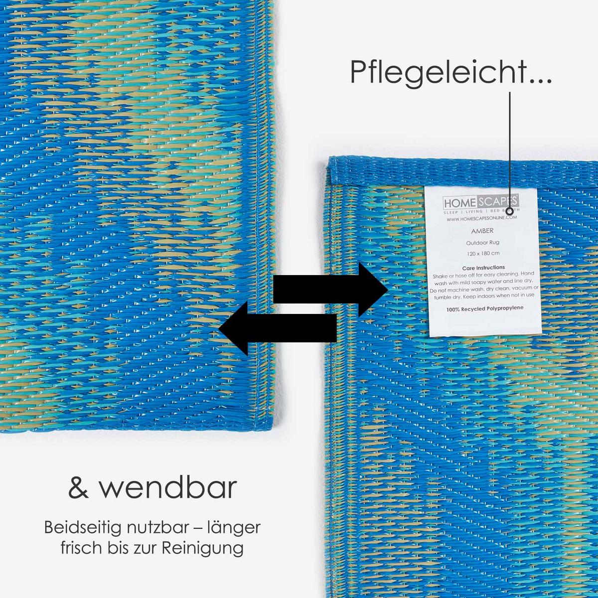 OUTDOORTEPPICH Amber, Ethno-Muster 150/240 cm - Blau, Kunststoff (150/240cm) - Homescapes