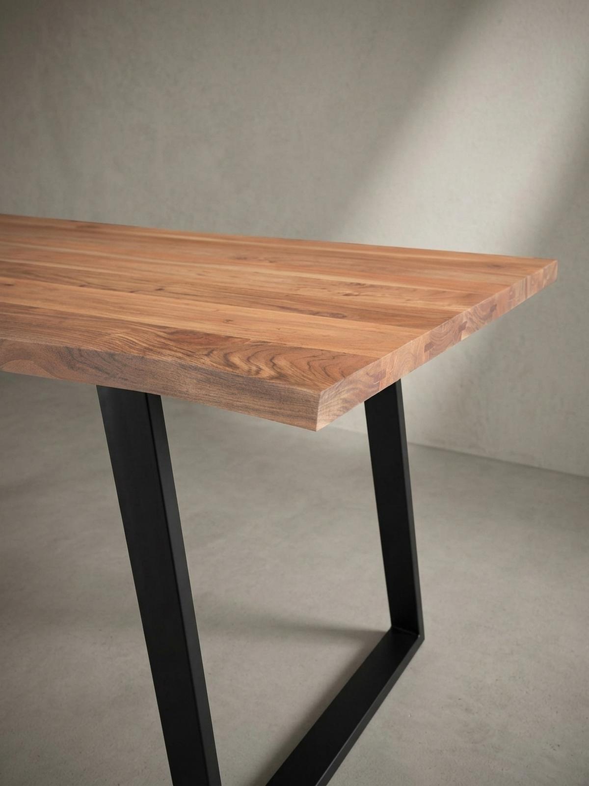 SCHREIBTISCH Massivholz Baumkante U-Gestell Handarbeit ATOLL, Goldbraun-Schwarz 200x100x76 cm - Schwarz/Braun, Holz/Metall (100/200/76cm) - KADIMA DESIGN