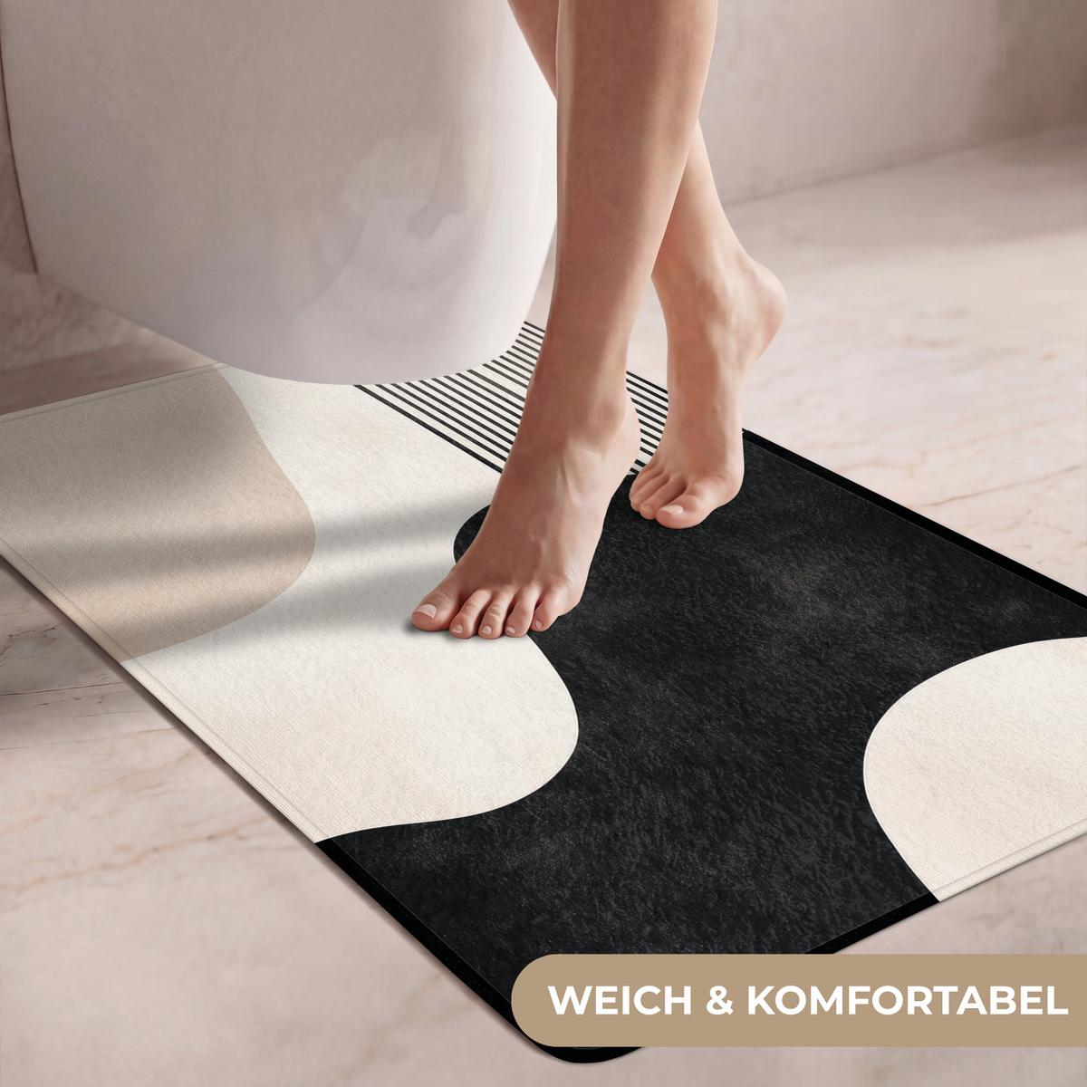 WC-VORLEGER Abstrakt - Japandi - Beige - Modern Toilettenvorleger 60x90 cm - Beige, Textil (60/1cm) - OnlyWow