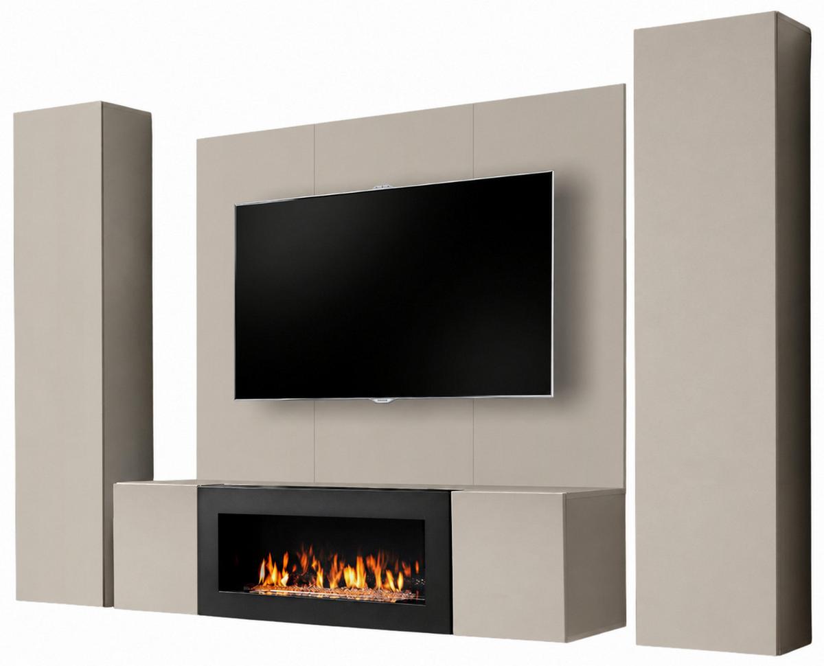 WOHNWAND Kaschmir 4-teilig 260 cm hängend, Schrankwand mit Ethanol Kamin - Kaschmir, Holzwerkstoff (260/170/40cm) - Inn.Furn