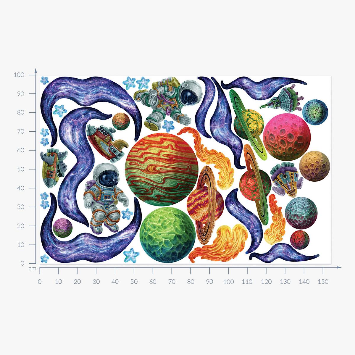 WANDAUFKLEBER 100x155cm - Farbenfroher Raum - Multicolor, Kunststoff (100/155/0.1cm) - Wallfluent