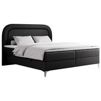 BOXBETT EIRA 180/200 Schwarz Kunstleder - H4 - Silberfarben/Schwarz, Holz/Textil (180/200cm) - MKS