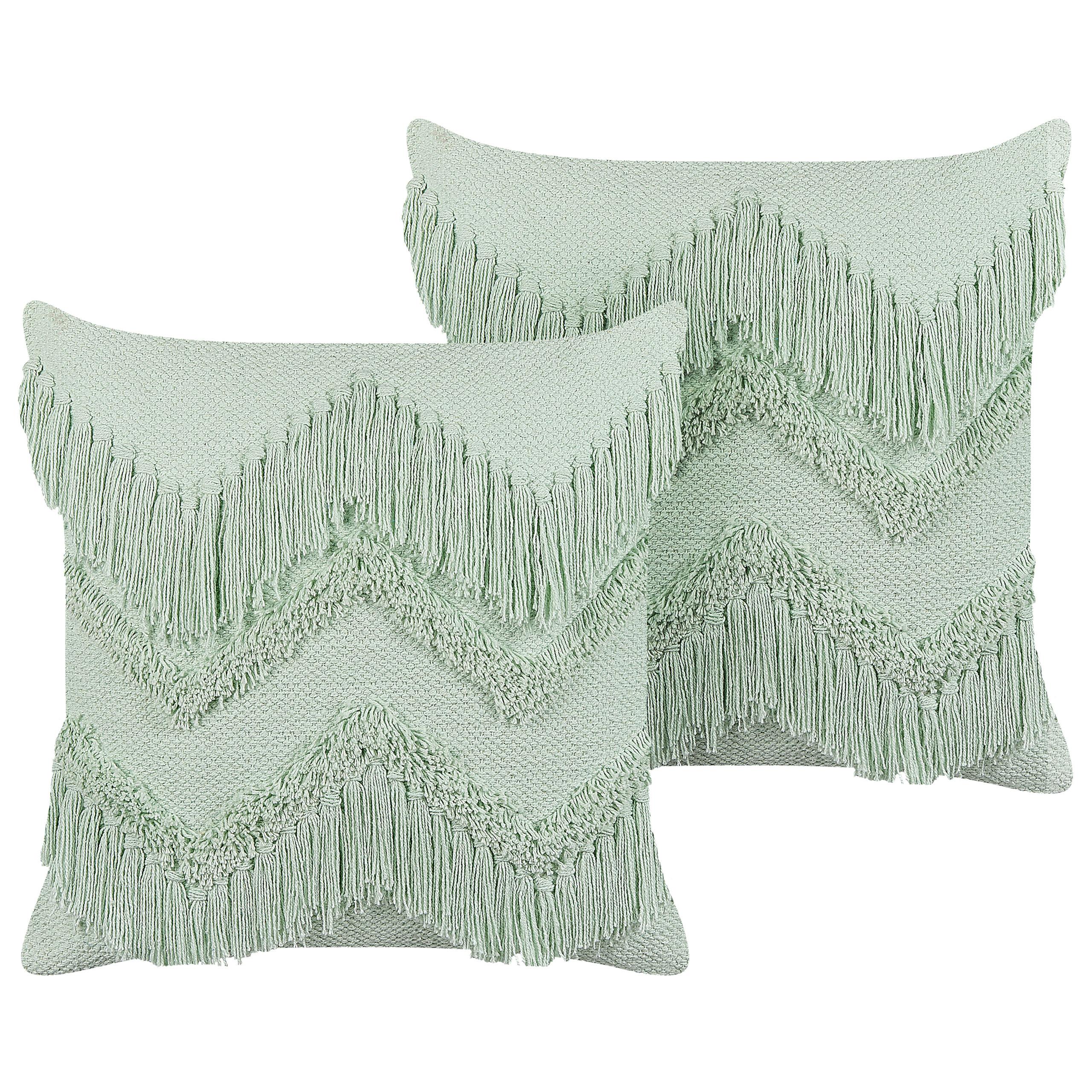 DEKOKISSEN 2er-Set Hellgrün 45/45 cm Bacopa - Hellgrün, Naturmaterialien/Textil (45/45cm) - Beliani