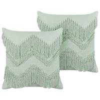 DEKOKISSEN 2er-Set Hellgrün 45/45 cm Bacopa - Hellgrün, Naturmaterialien/Textil (45/45cm) - Beliani